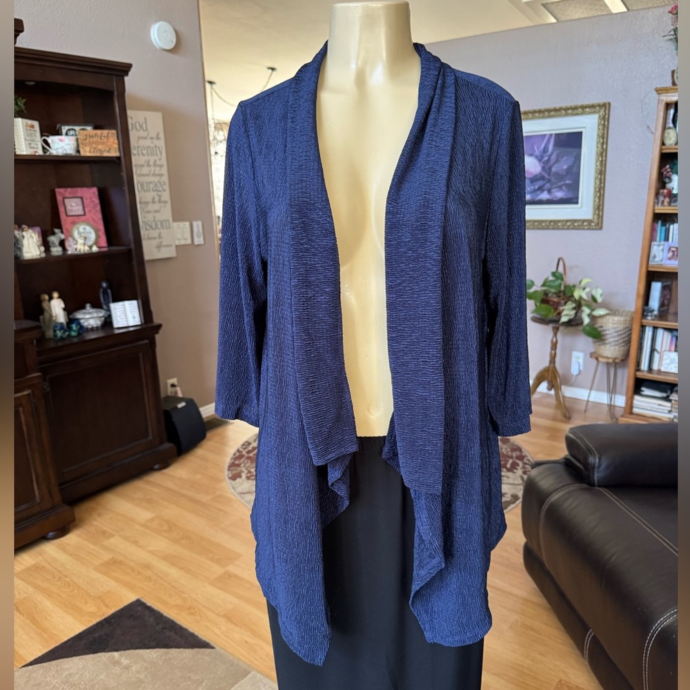 PerSeption Concept deep blue 3/4 sleeves lightweight open cardigan-size L
